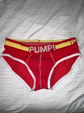 PUMP! Men’s Red Briefs with Yellow Waistband